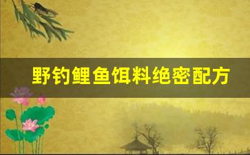 野钓鲤鱼饵料绝密配方(野钓鲤鱼饵料配方)