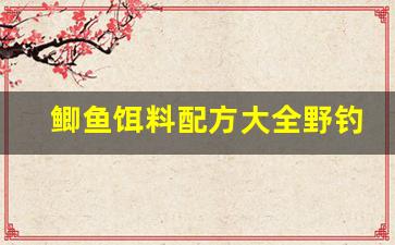 鲫鱼饵料配方大全野钓黑坑冬季(鲫鱼野钓窝料饵料)