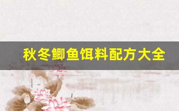 秋冬鲫鱼饵料配方大全野钓(秋冬季野钓鲫鱼饵料配方)